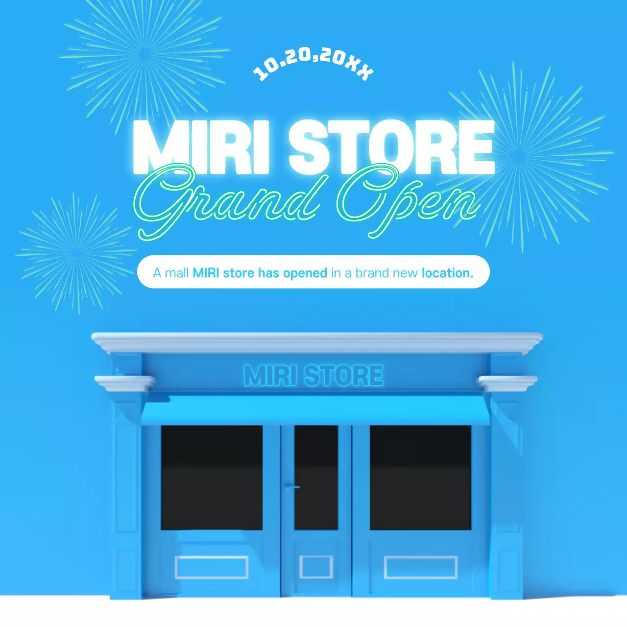 블루 모던 스토어 프로모션 소셜 미디어 게시물