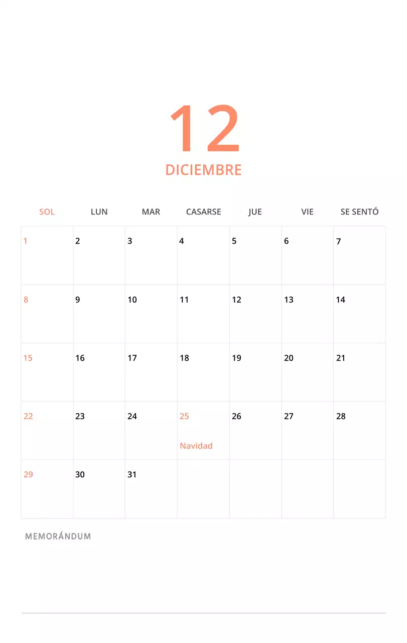 Bonito calendario de sobremesa ilustrado de temática familiar en color verde