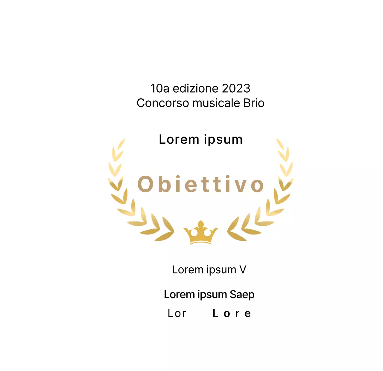 Targa per il vincitore del concorso con illustrazione delle linee di alloro e della corona