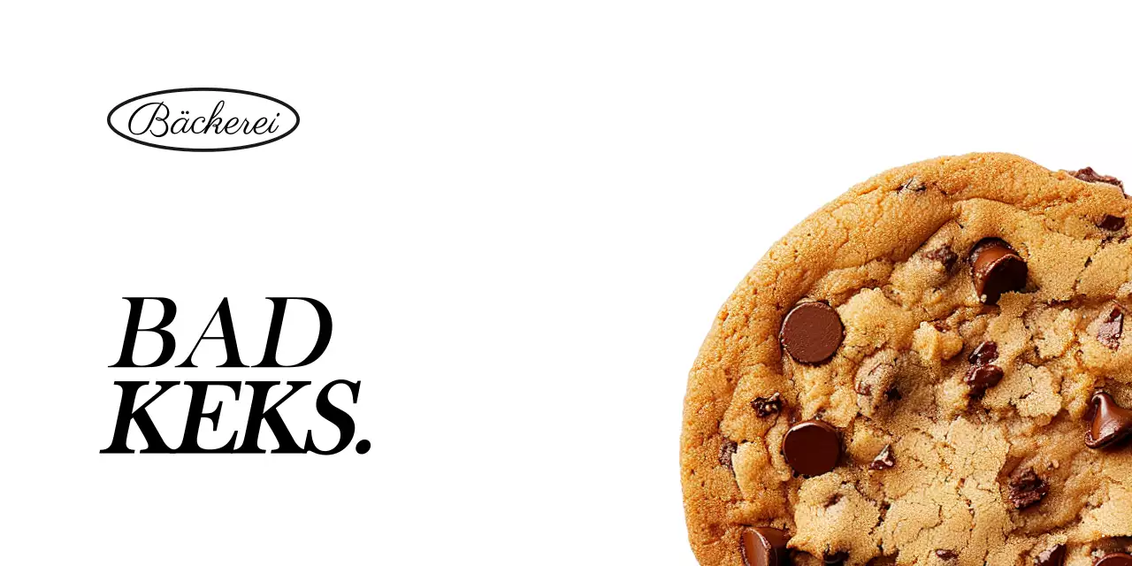 Verpackungskopfleiste mit einem Bild eines Kekses auf weißem Hintergrund