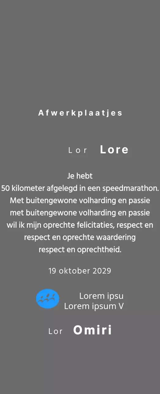 Marathon concept finisher plaquette met eenvoudig logo