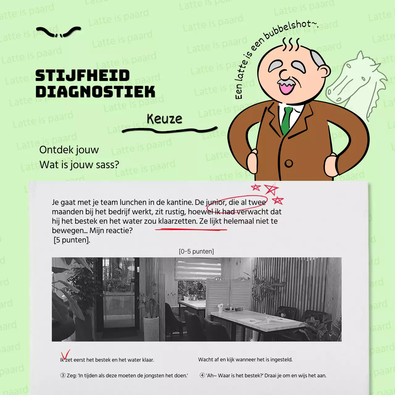 Promoot de Gag Level Test in rood en zwart