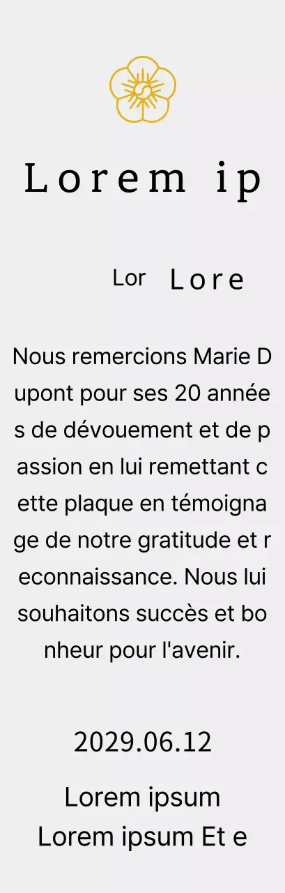 Plaque de remerciement du concept d'inscription de Line Flower