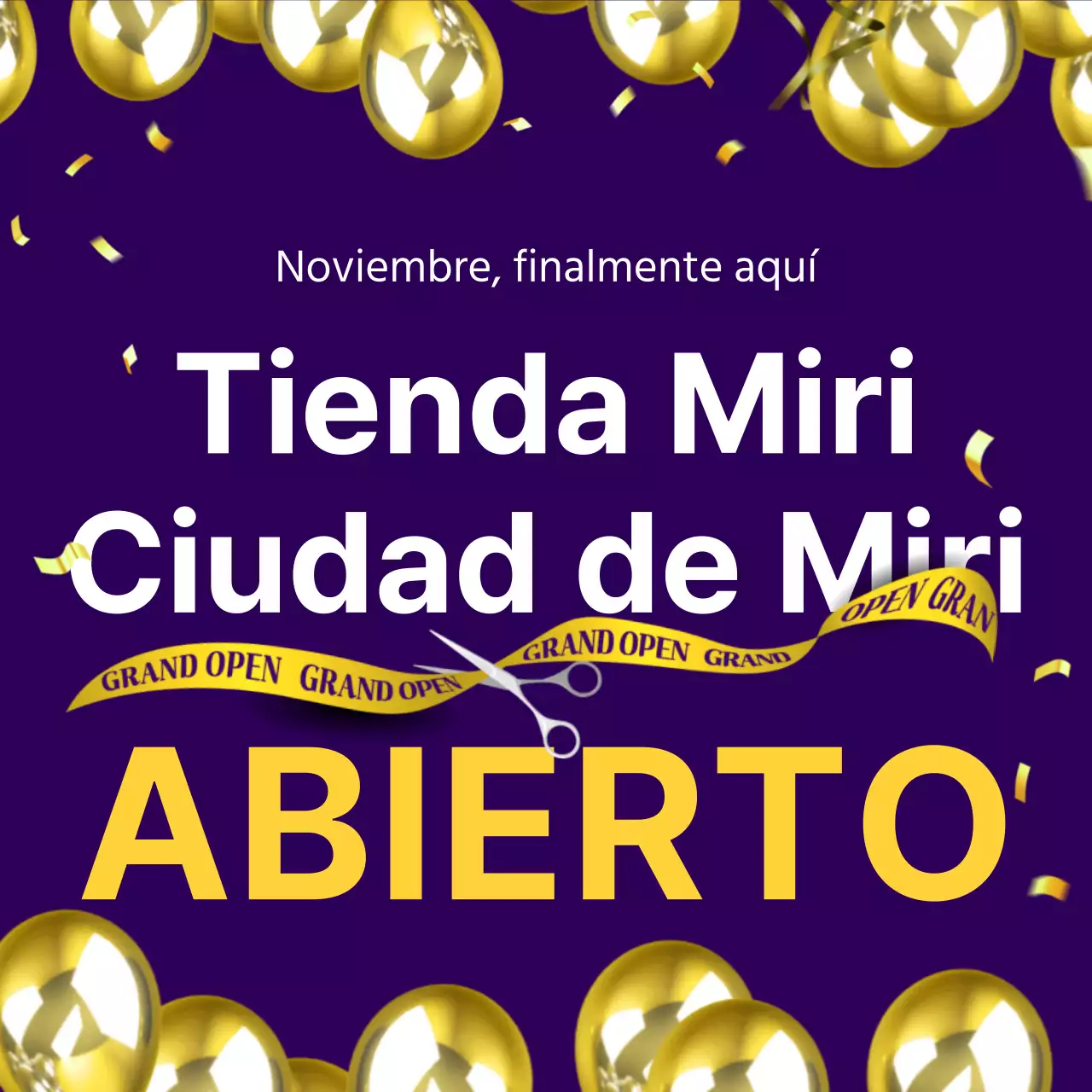 Promoción de la apertura de una lujosa sucursal amarilla y morada