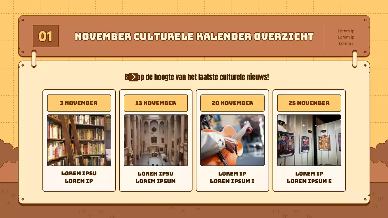 Een eenvoudige geelbruine nieuwsbriefgids voor cultureel toerisme