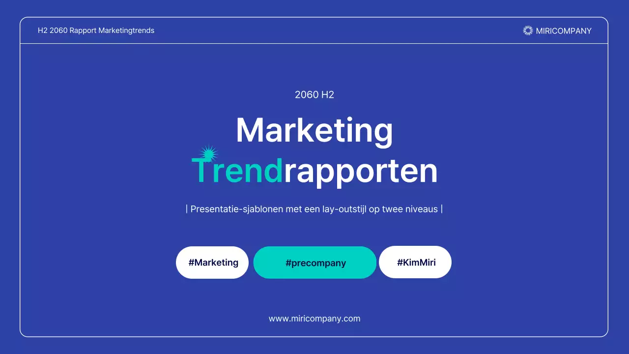 Een eenvoudig marketingtrendrapport in marineblauw en mintgroen