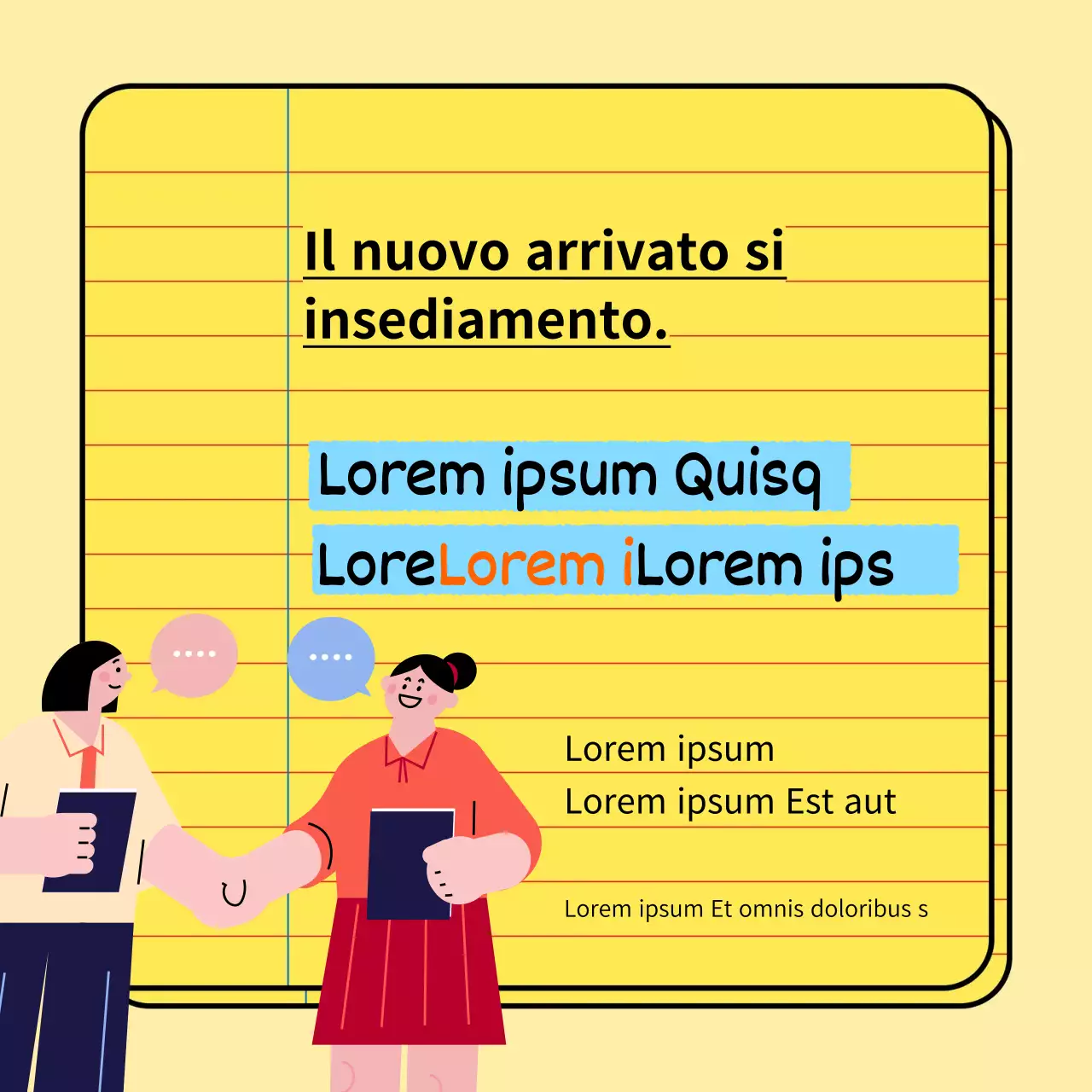 Suggerimenti di base e di tendenza per la vita aziendale dei neoassunti in giallo e azzurro Materiale didattico