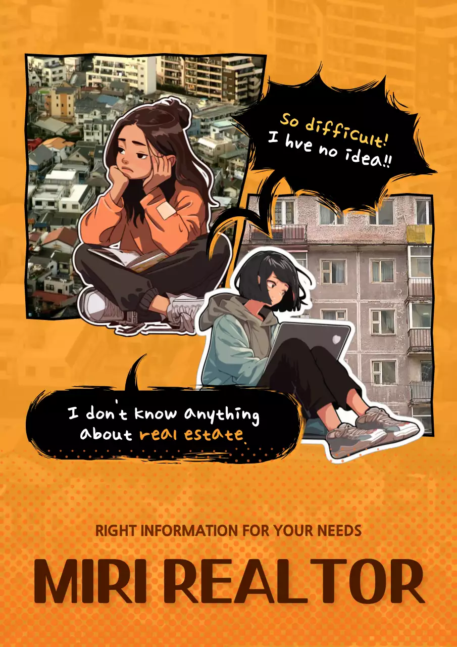 Orange Comic Real Estate Advertisement Poster