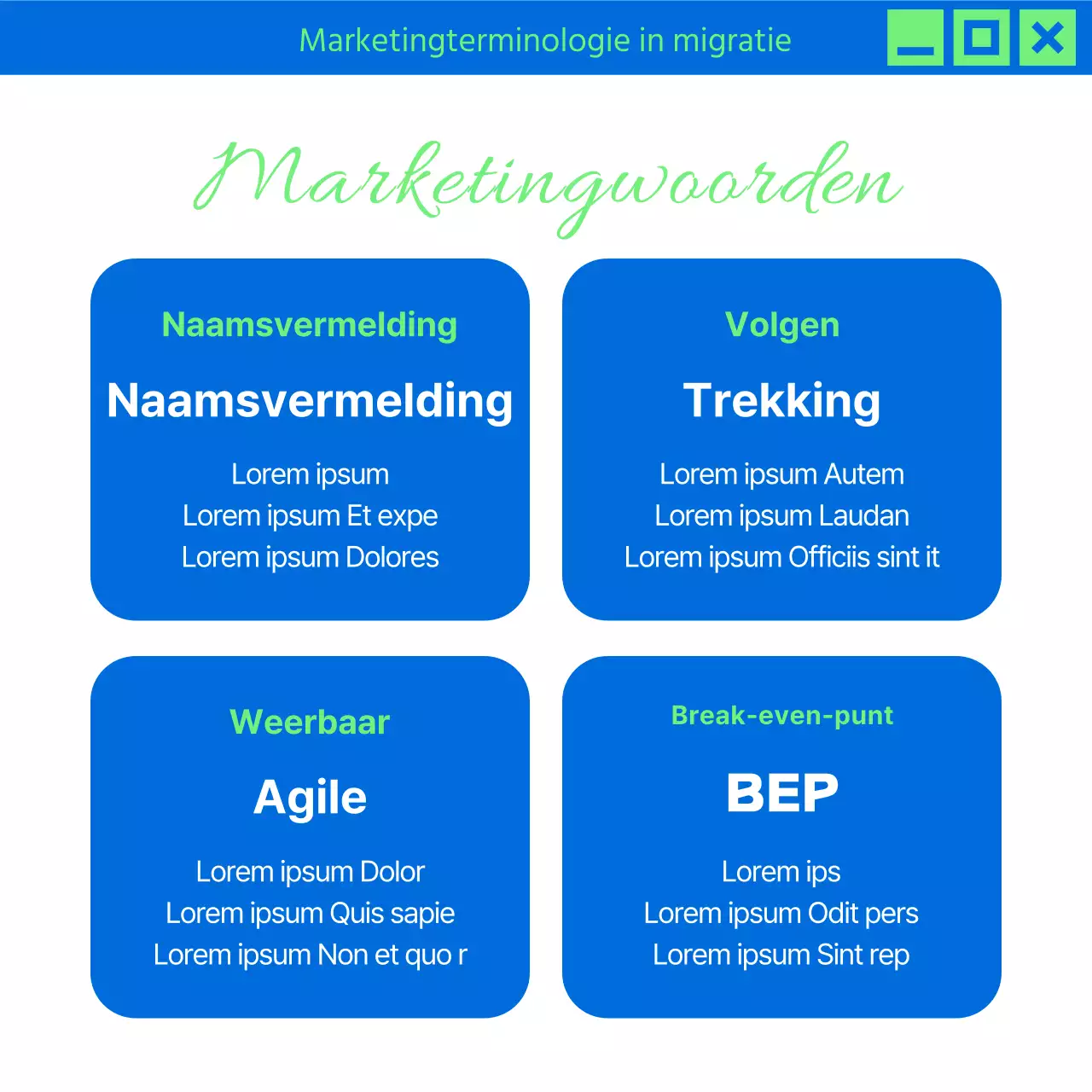 Promoot trendy marketingnieuws in chartreuse en blauw