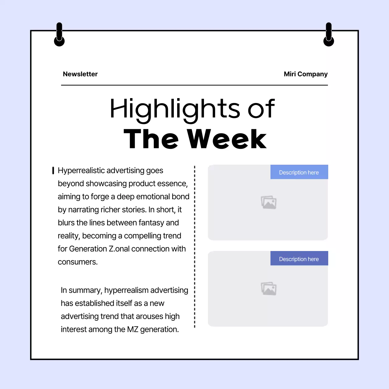 Blue Minimal Marketing Newsletter Instagram Carousel