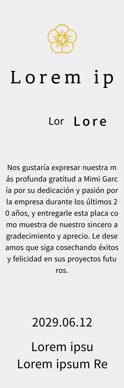 Placa de agradecimiento con concepto de listado de Line Flower