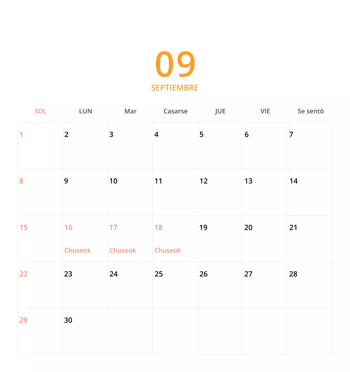 Bonito calendario de sobremesa ilustrado de temática familiar en color verde