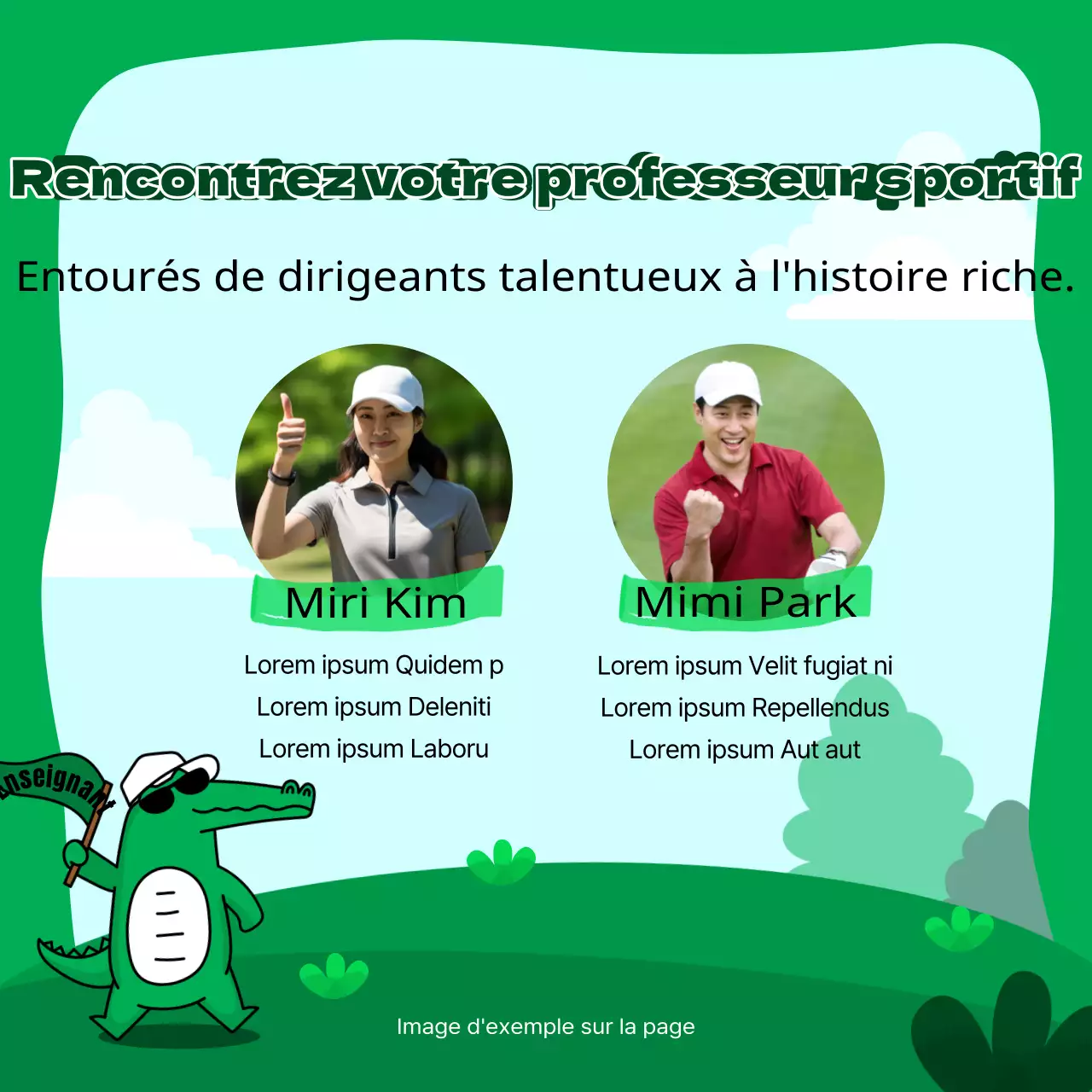  Annonce de recrutement d'un club sportif en vert et bleu clair