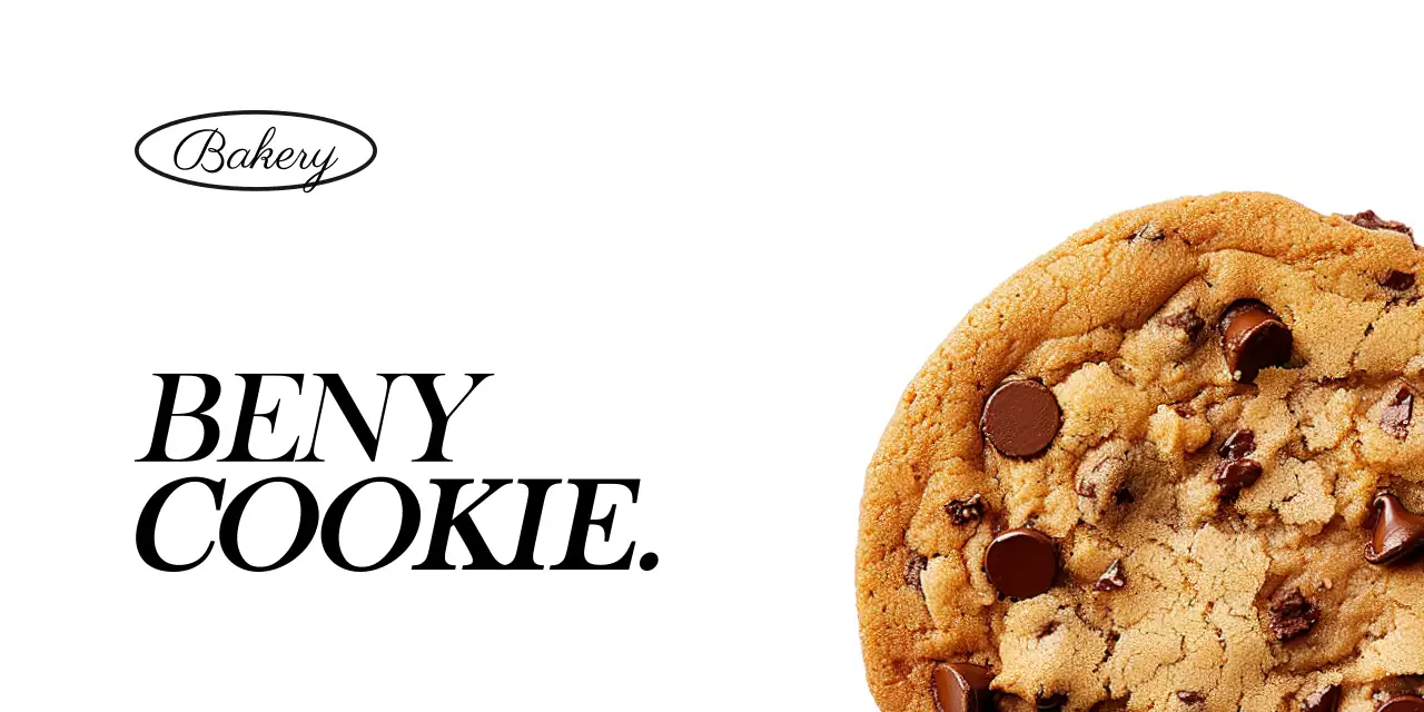 Packaging header tack with a photo of a cookie on a white background