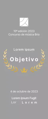 Placa del ganador del concurso conceptual con líneas de laurel e ilustración de una corona