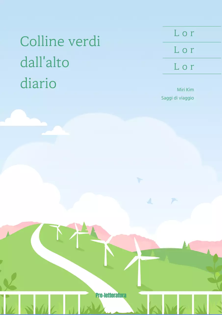 Copertina di un libro di saggi di viaggio con un semplice concetto di campo in verde