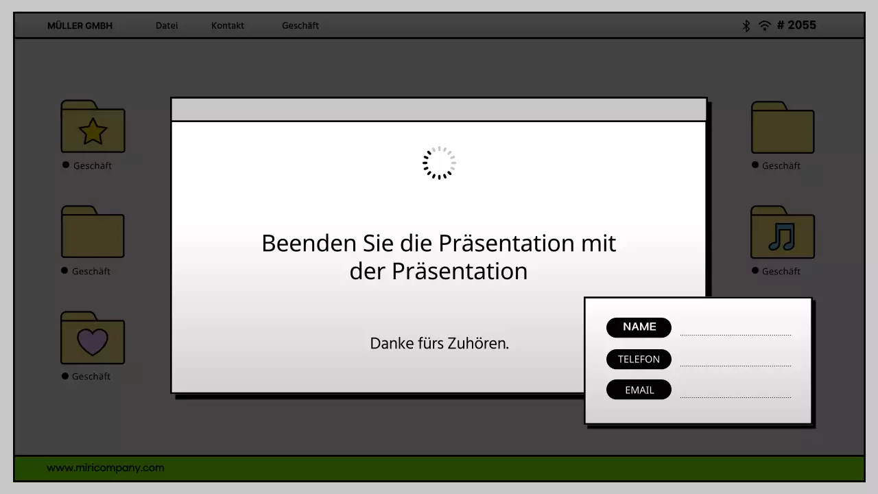 Einfache Computer-Desktop-Benutzeroberfläche in Grau und Chartreuse Firmenprofil