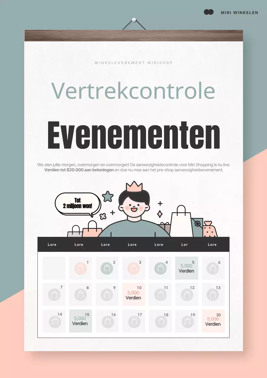 Promoot een evenement met eenvoudige roze en mintkleurige aanwezigheidscontroles