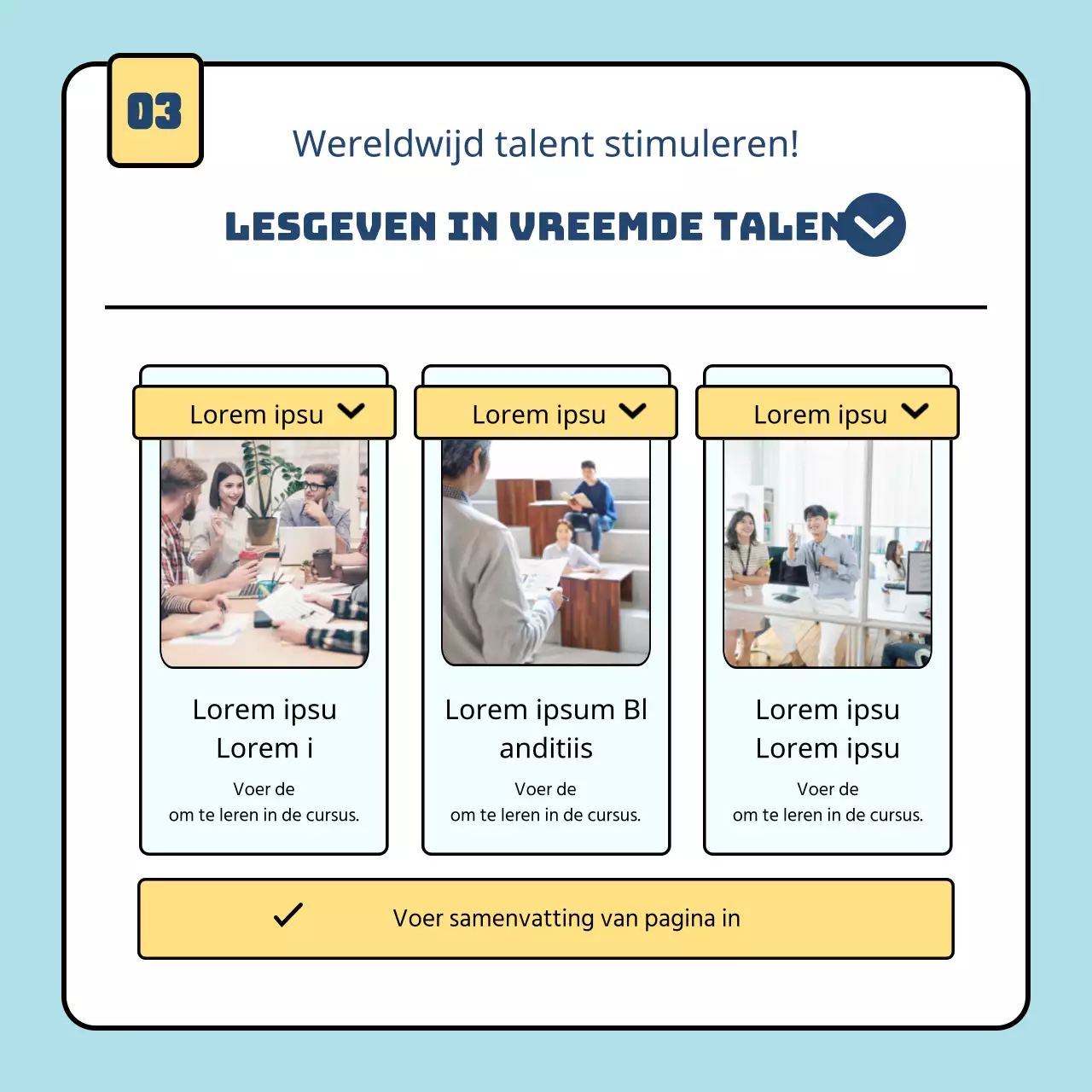 Een gids voor eenvoudige bedrijfstrainingen in lichtblauw en geel
