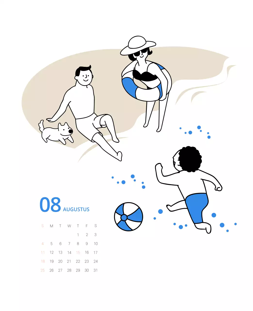 Veelkleurige geïllustreerde kalender