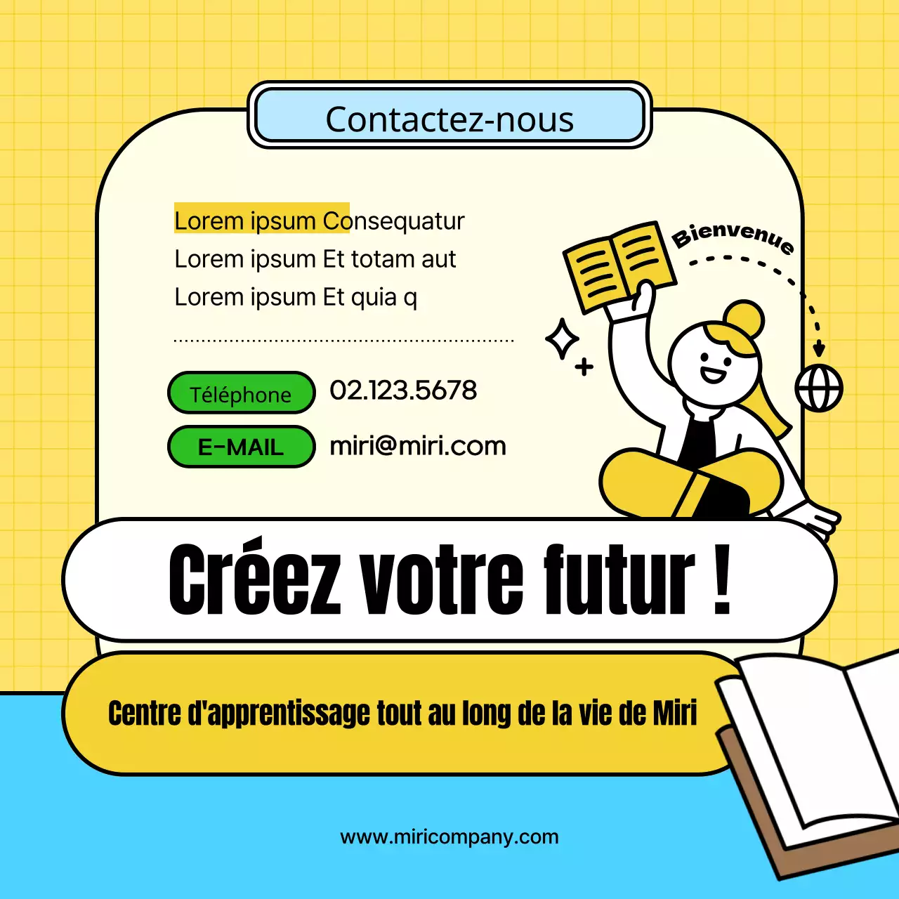 Un centre de formation jaune et vert pour promouvoir le recrutement d'étudiants