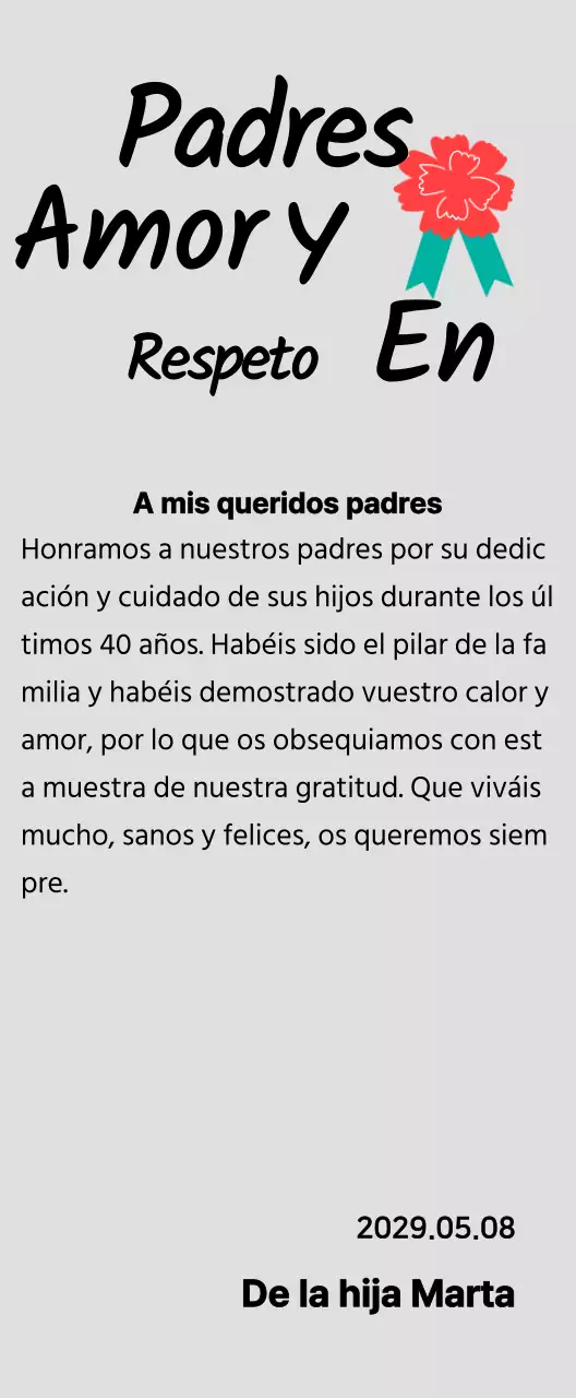 Caligrafía del Día de la Madre con ilustración de clavel rojo