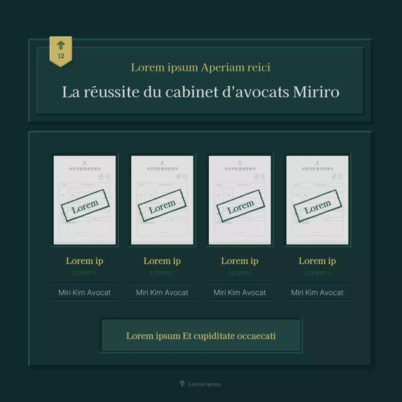 Profil simple d'un cabinet juridique en vert et jaune