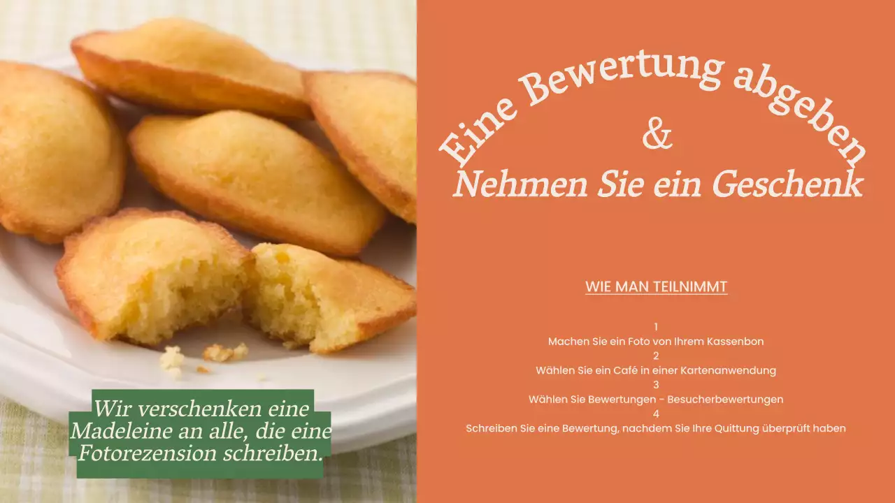 Minimalistische Anzeige für die Speisekarte in den Geschäften in Grün und Orange