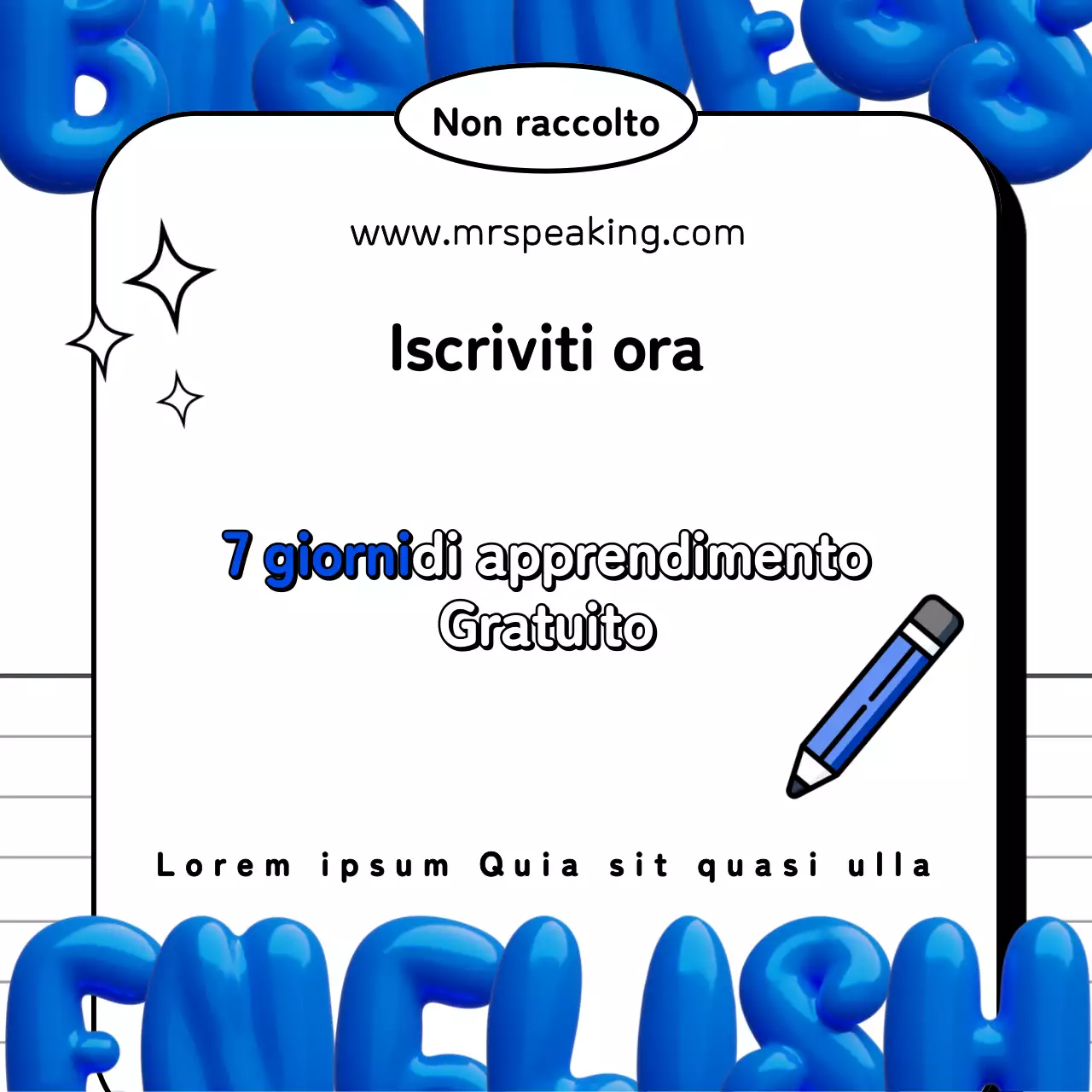 Messaggi in inglese business kitsch in blu e bianco e nero