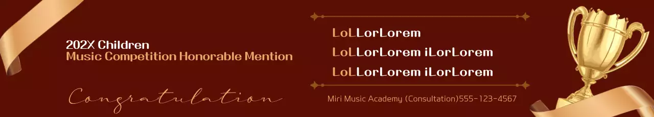 Daftar penghargaan humas sekolah yang berkelas dengan piala dan pita emas dengan latar belakang merah