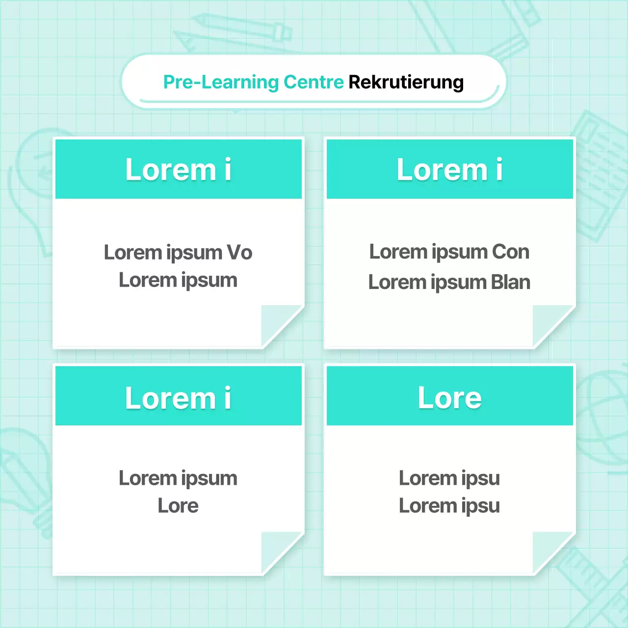 Moderne, grundlegende Kursankündigungen für lebenslanges Lernen in mint und weiß