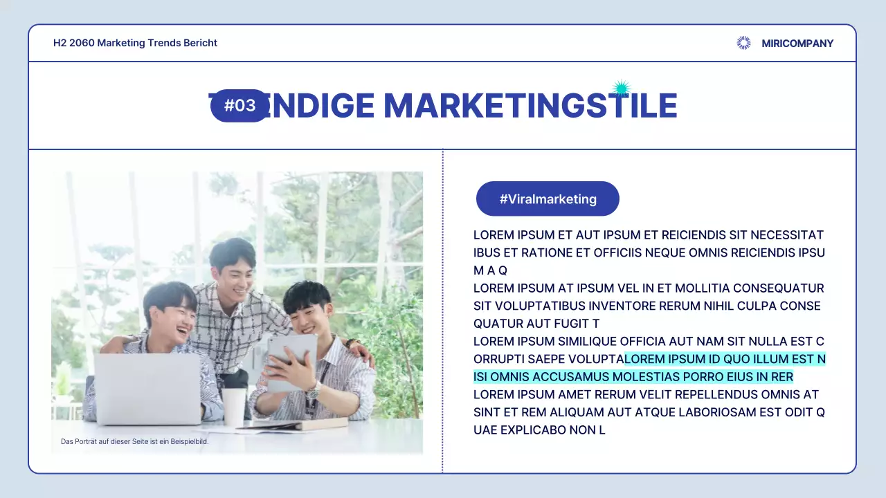 Ein einfacher Marketing-Trendbericht in Marineblau und Minze