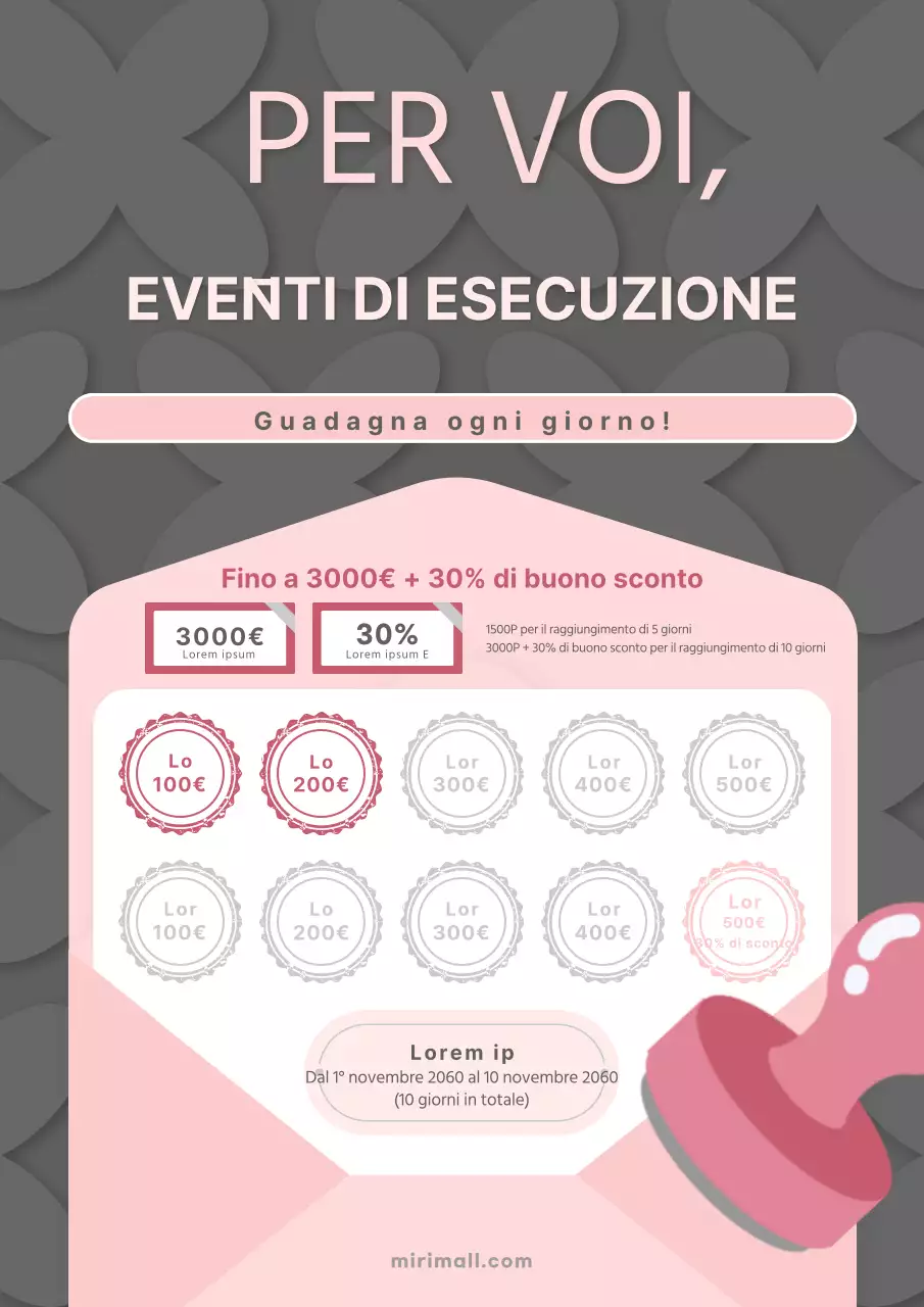 Promuovete il vostro evento di controllo delle presenze in grigio e rosa