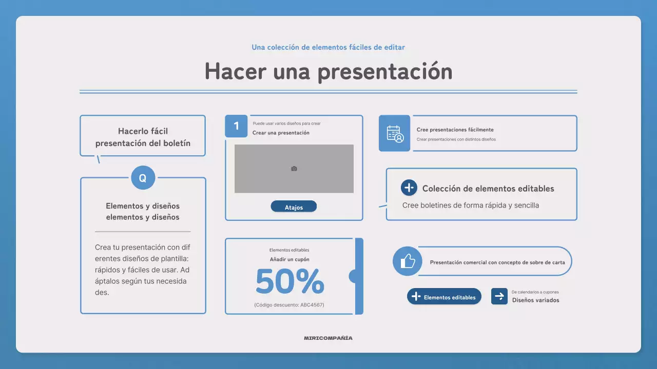 Promocione su boletín con una carta sencilla en azul y azul marino