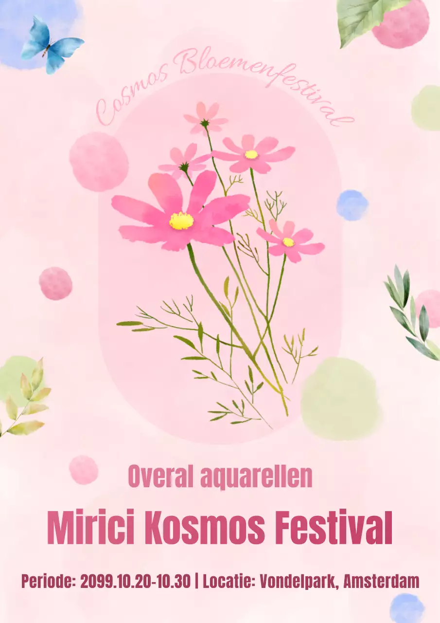 Promoot een eenvoudig herfst kosmofestival in roze en chartreuse