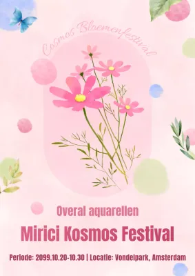 Promoot een eenvoudig herfst kosmofestival in roze en chartreuse