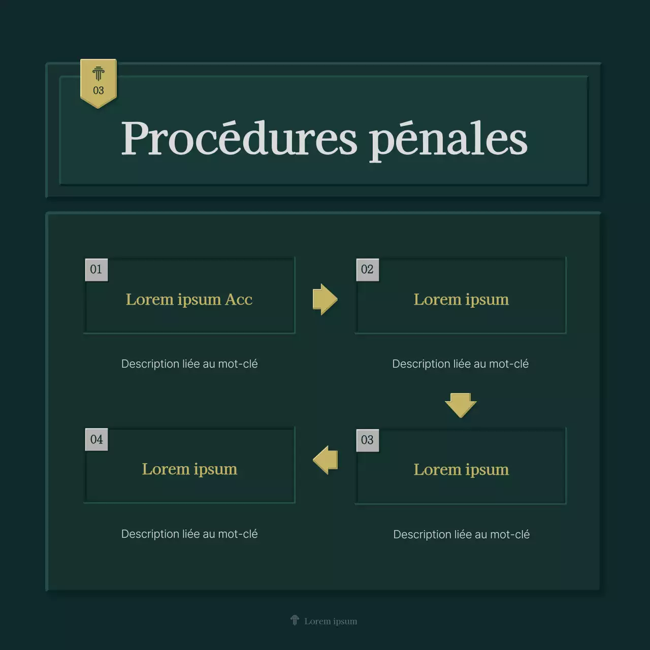 Profil simple d'un cabinet juridique en vert et jaune