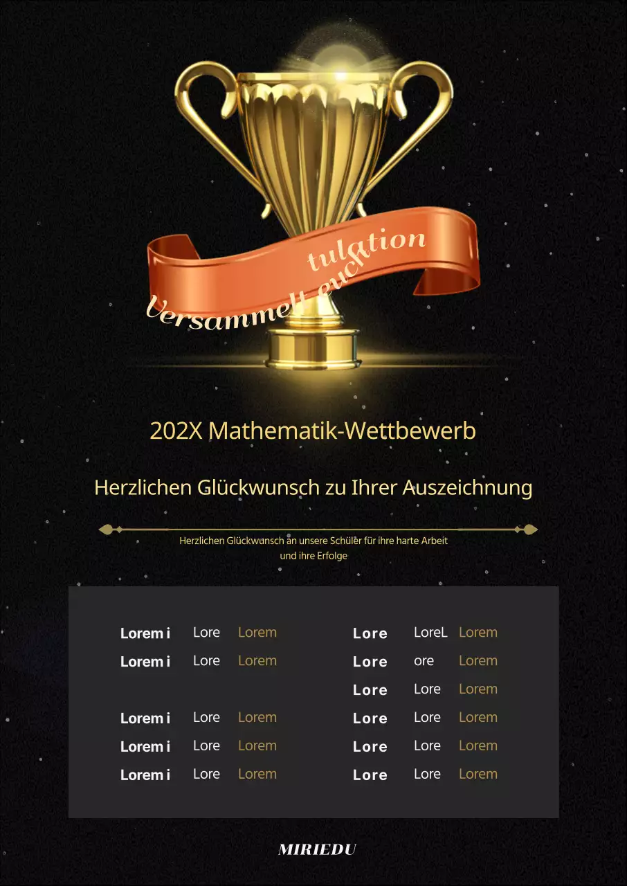 Classy Schule Förderung Auszeichnung Liste mit goldenen Trophäe Bild mit goldenen und orange Punkte