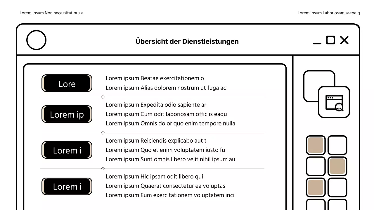Ein einfacher Webseitenplan in Beige