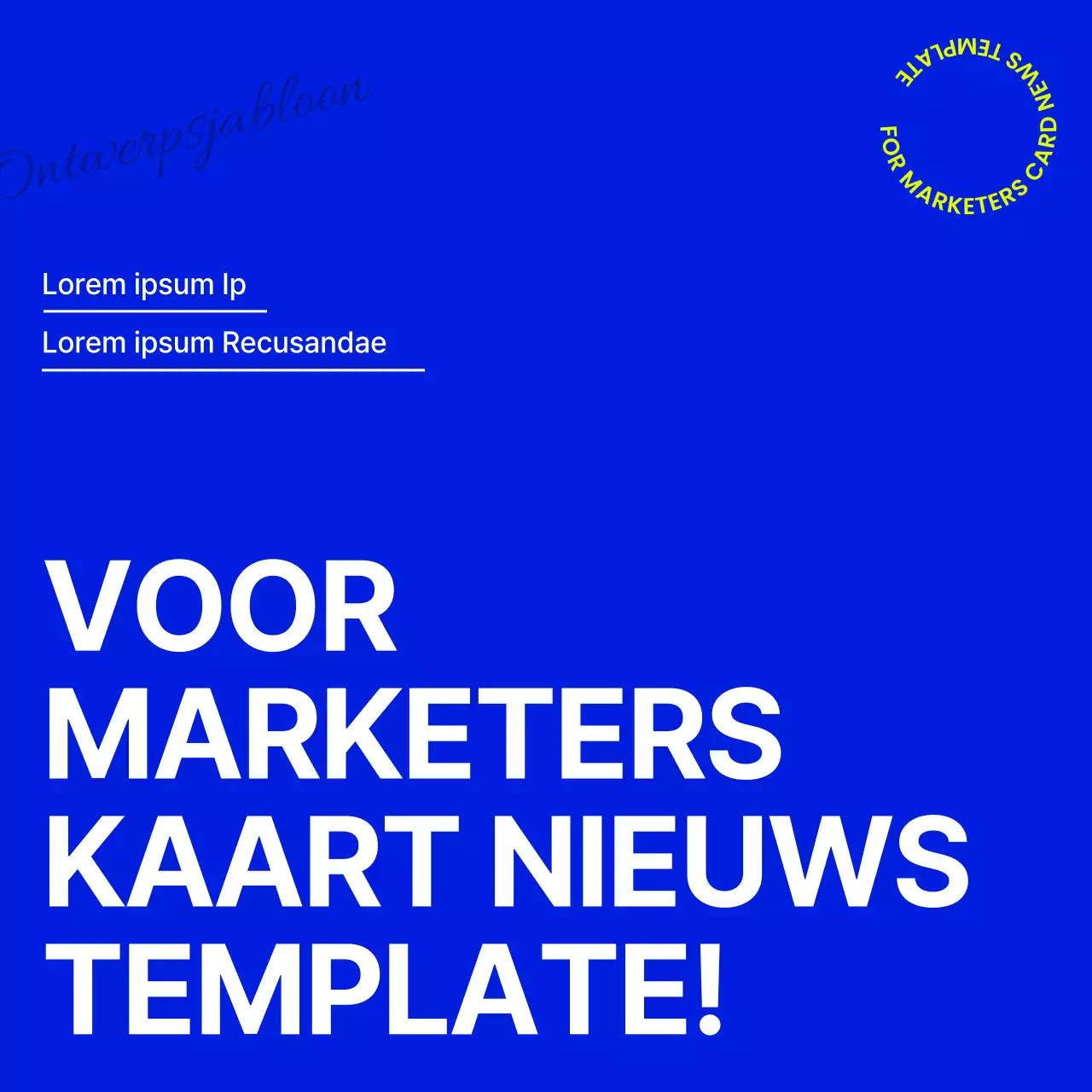 Modern en trendy voorstel voor cardnews sjabloon in marineblauw en fluorescerende kleuren