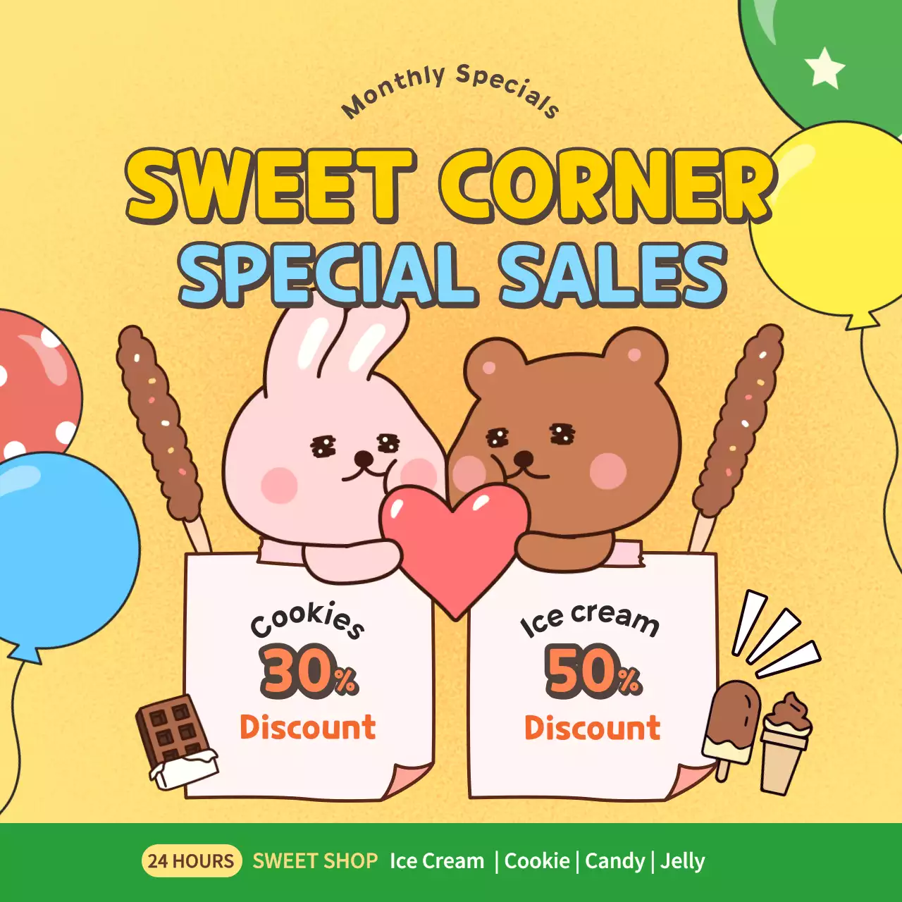 Yellow Cute Dessert Promotion Instagram Post