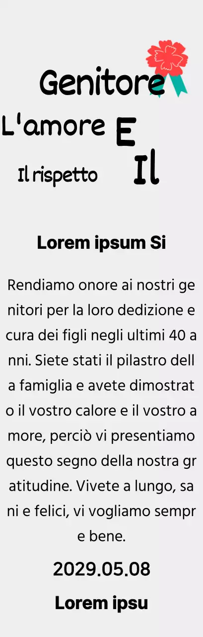Calligrafia per la festa della mamma con illustrazione di garofano rosso