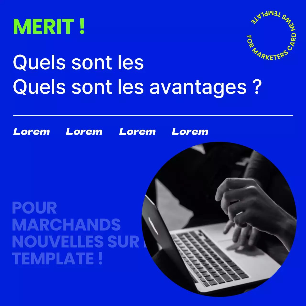 Proposition de modèle de cardnews moderne et branché en bleu marine et couleurs fluorescentes