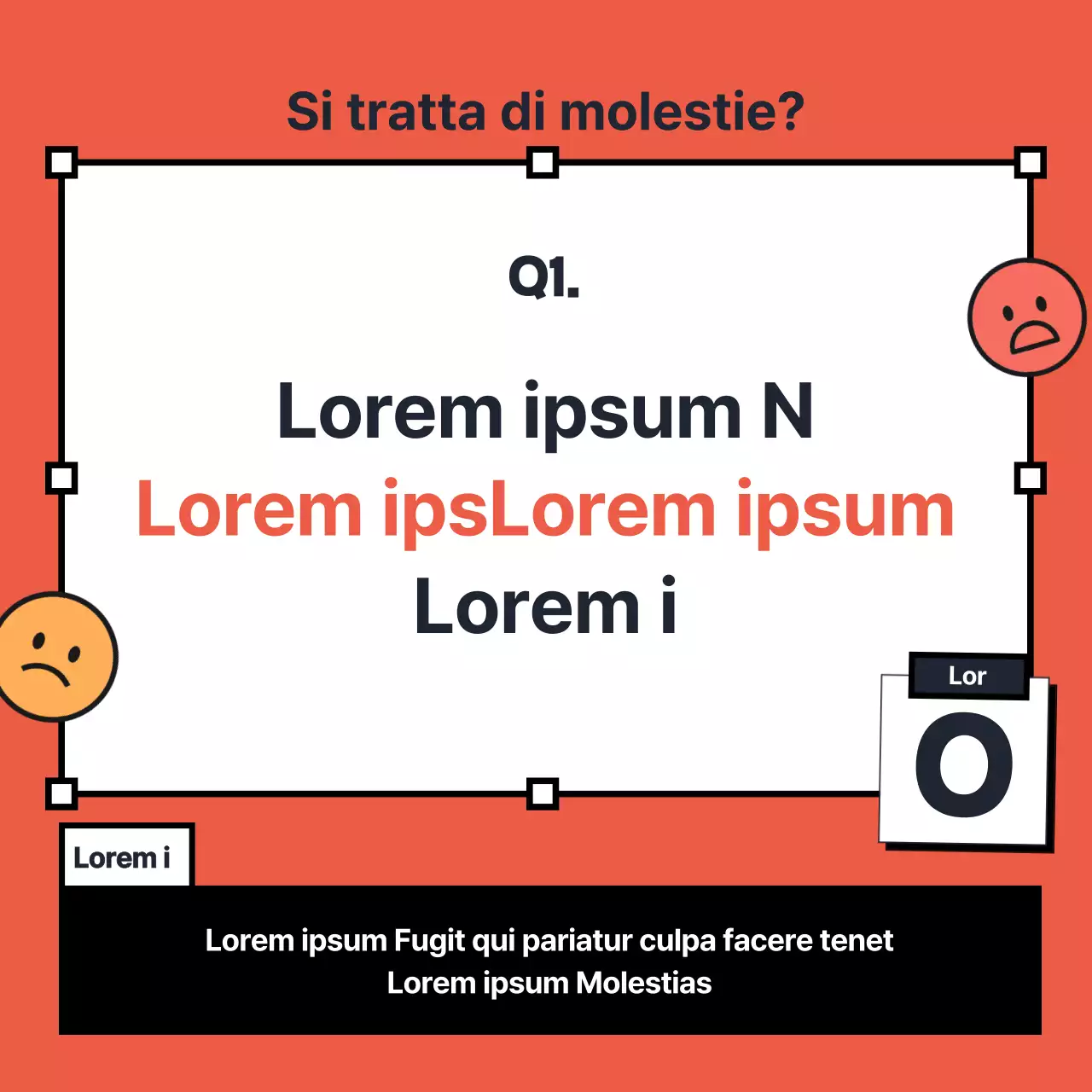 Un quiz kitsch rosso e giallo sulle molestie sul posto di lavoro OX
