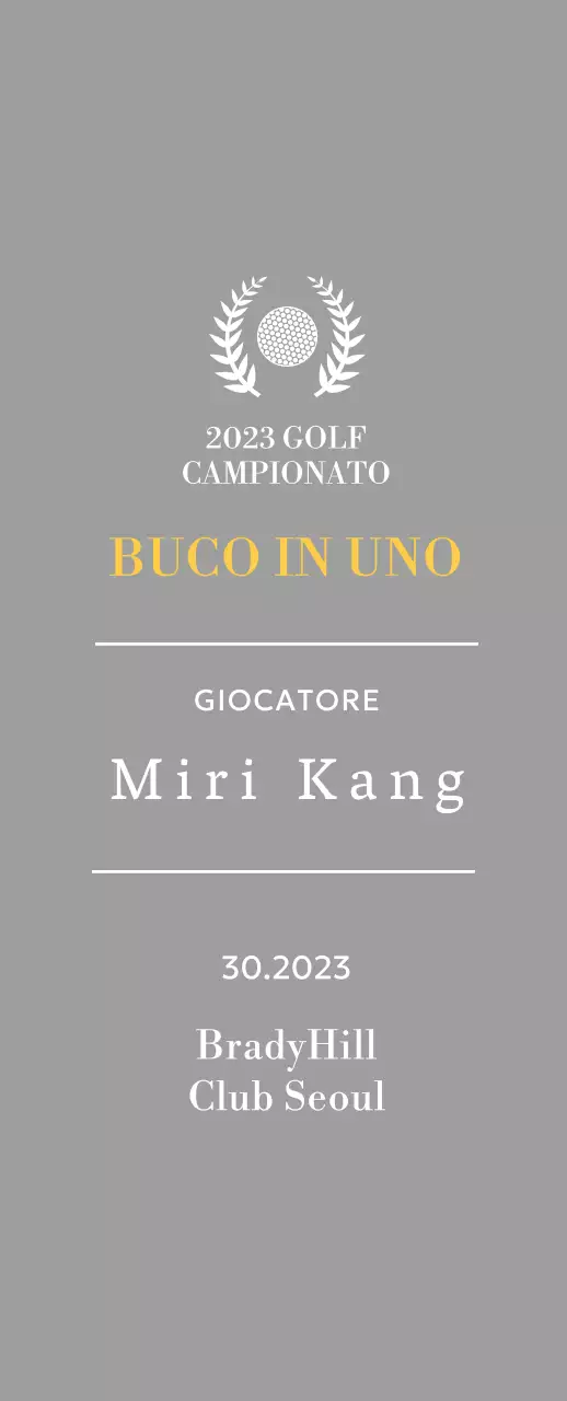 Targa per il vincitore del golf hole-in-one con illustrazione di pallina da golf e corona d'alloro