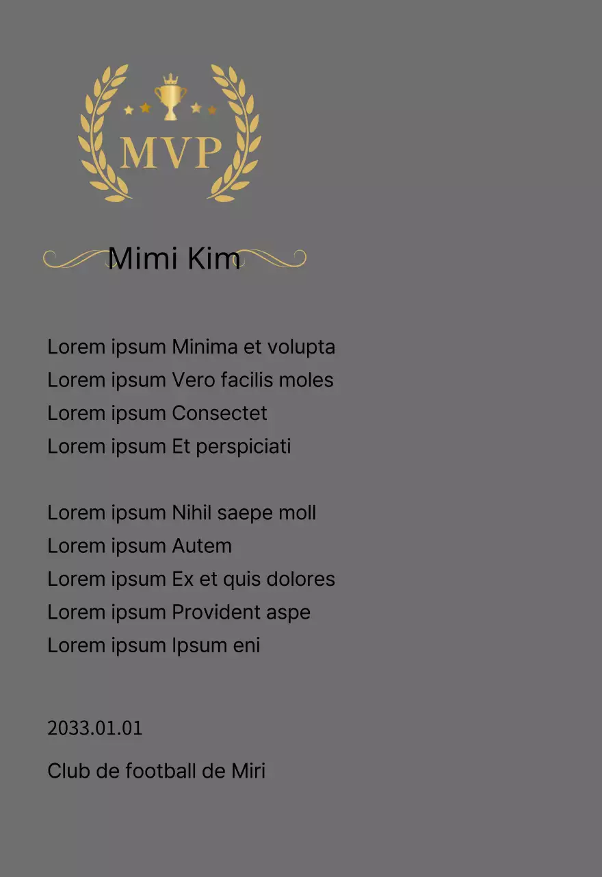 Plaque de championnat avec lauriers et trophée en or