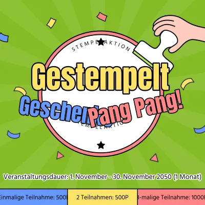 Kitschige, gestempelte Geschenkwerbung in Rosa und Chartreuse