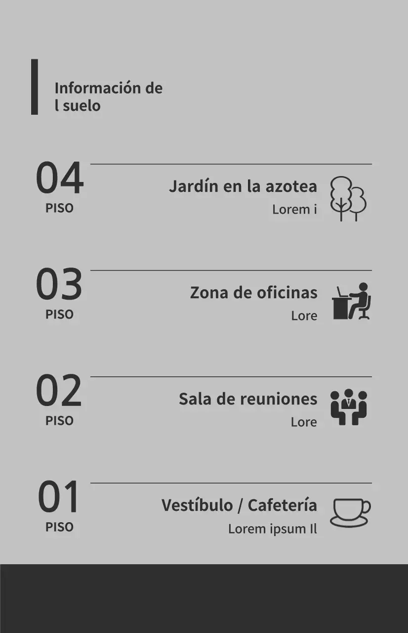 Banderas para ventanas con iconos e instrucciones para el suelo en una combinación de colores gris y gris oscuro