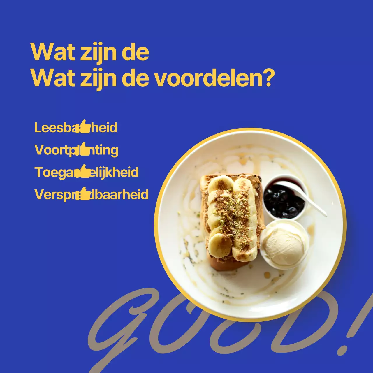Een eenvoudige blauw met gele marketinggidsadvertentie
