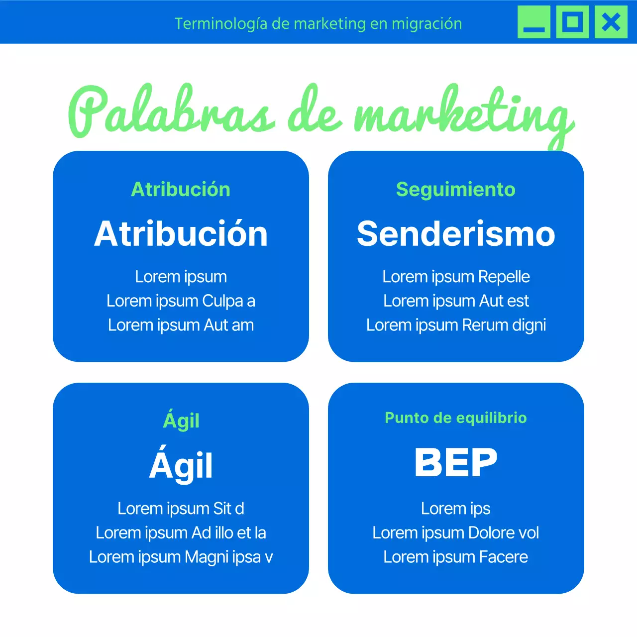 Promocione noticias de marketing de moda en chartreuse y azul